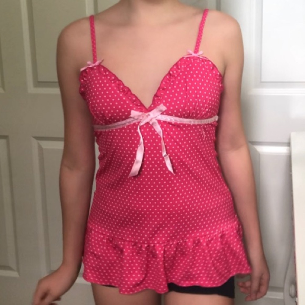 y2k pink lingerie babydoll camisole